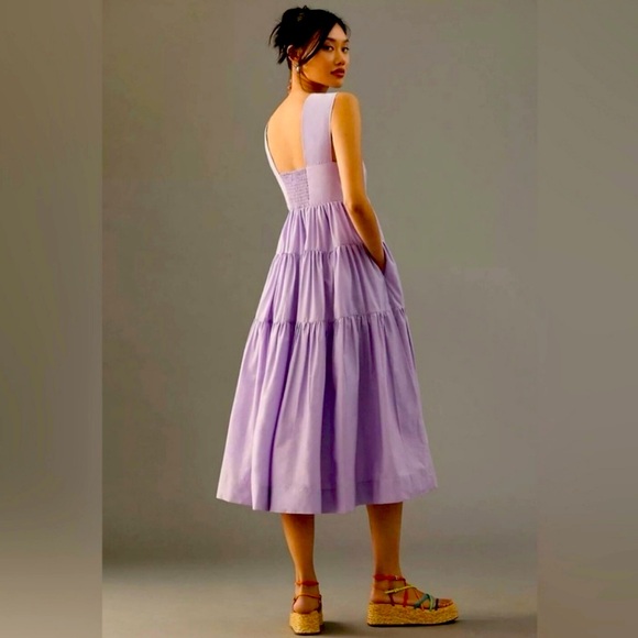 Anthropologie Helena square-neck tiered babydoll dress in Lilac- XS - Picture 2 of 5